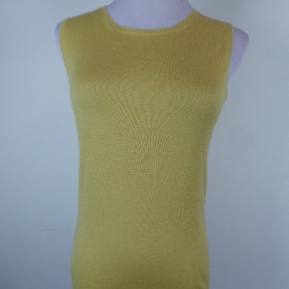 PRADA ITALY GOLD SLEEVELESS CASHMERE SILK SWEATER